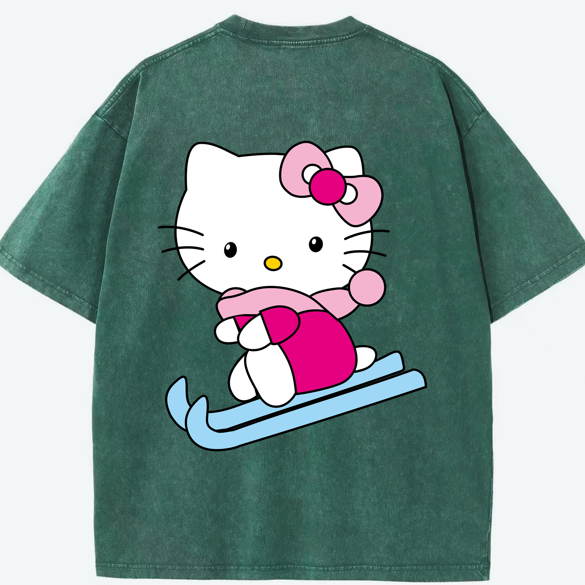 （画像用） Hello Kitty ハローキティ 綿100% ヴィンテージ風 半袖Tシャツ（背面プリント）